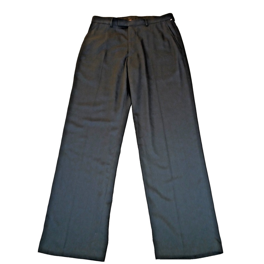 Haggar Smart Fiber Dress Pants Flat Front Classic Fit Flex Navy Mens 32X32